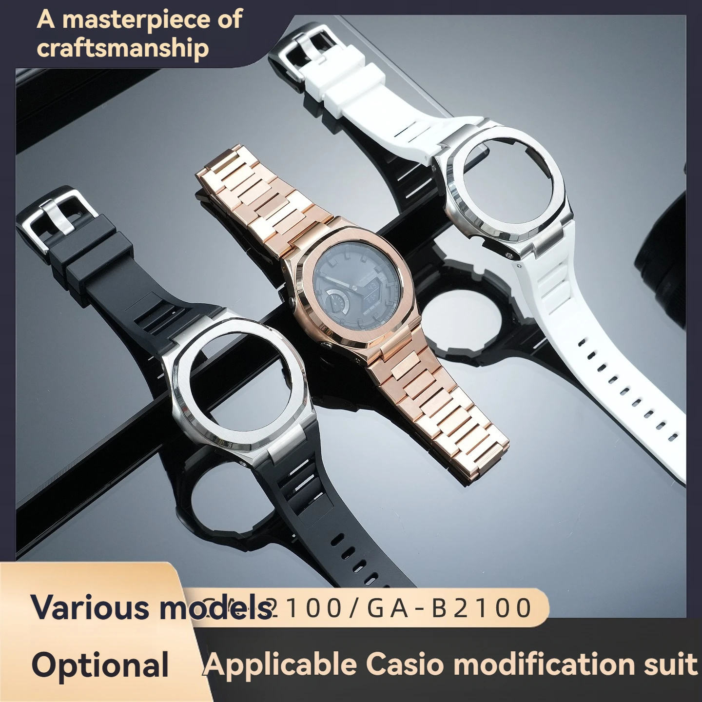 For the Casio G-SHOCK Farmhouse Oak Series Custom GA-2100 Stainless Steel Case and Band Set to Replace the GA-B2100