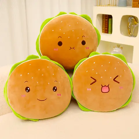 40cm Cute Cartoon Hamburger Plush Pillow Kawaii Soft Stuffed Sofa Chair Pillow Filling Home Office Car Plush Nup Pillow