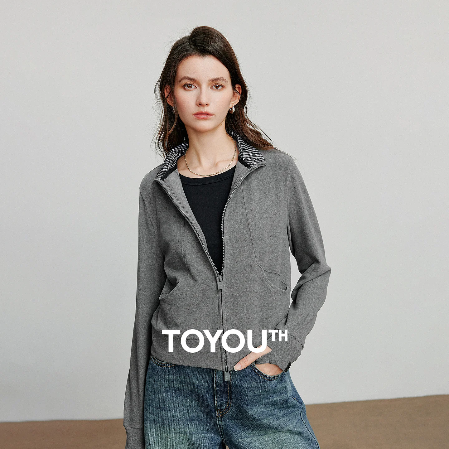

TOYOUTH Women Jacket Coat 2025 Autumn New Warm Velvet Slim Fit Long Sleeve Zipper Cardigan Sports Outwear Coat
