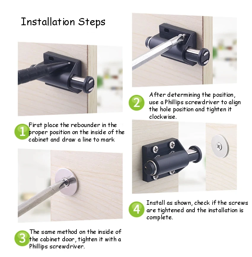 Empurrador magnético para porta de armário, trava magnética para porta de armário, trava para porta de armário, tipo push, alça grátis