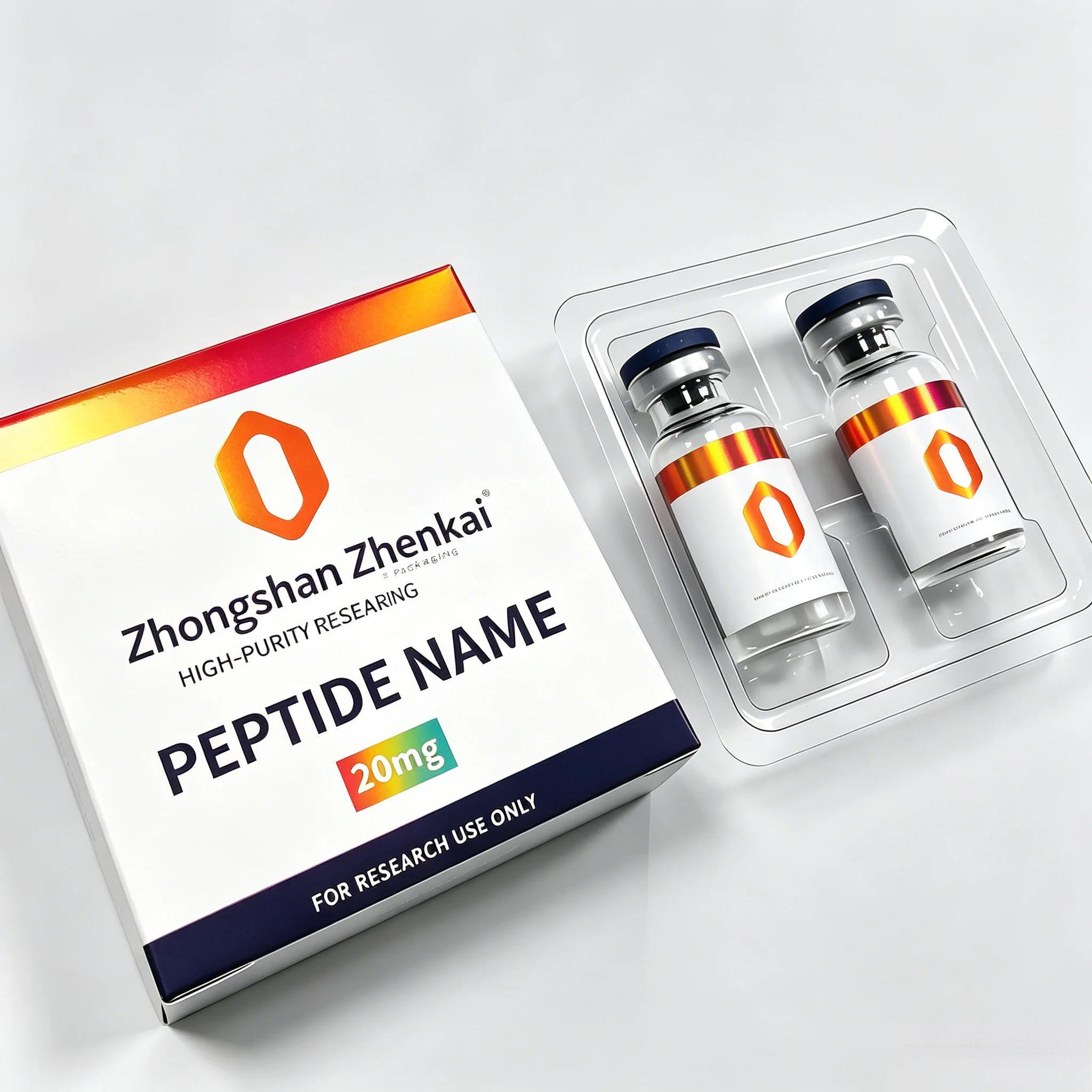 High Viscosity Self Adhesive Custom Printed Peptide Bottle Labels,Matched Separate Single Packaging Boxes For Vials