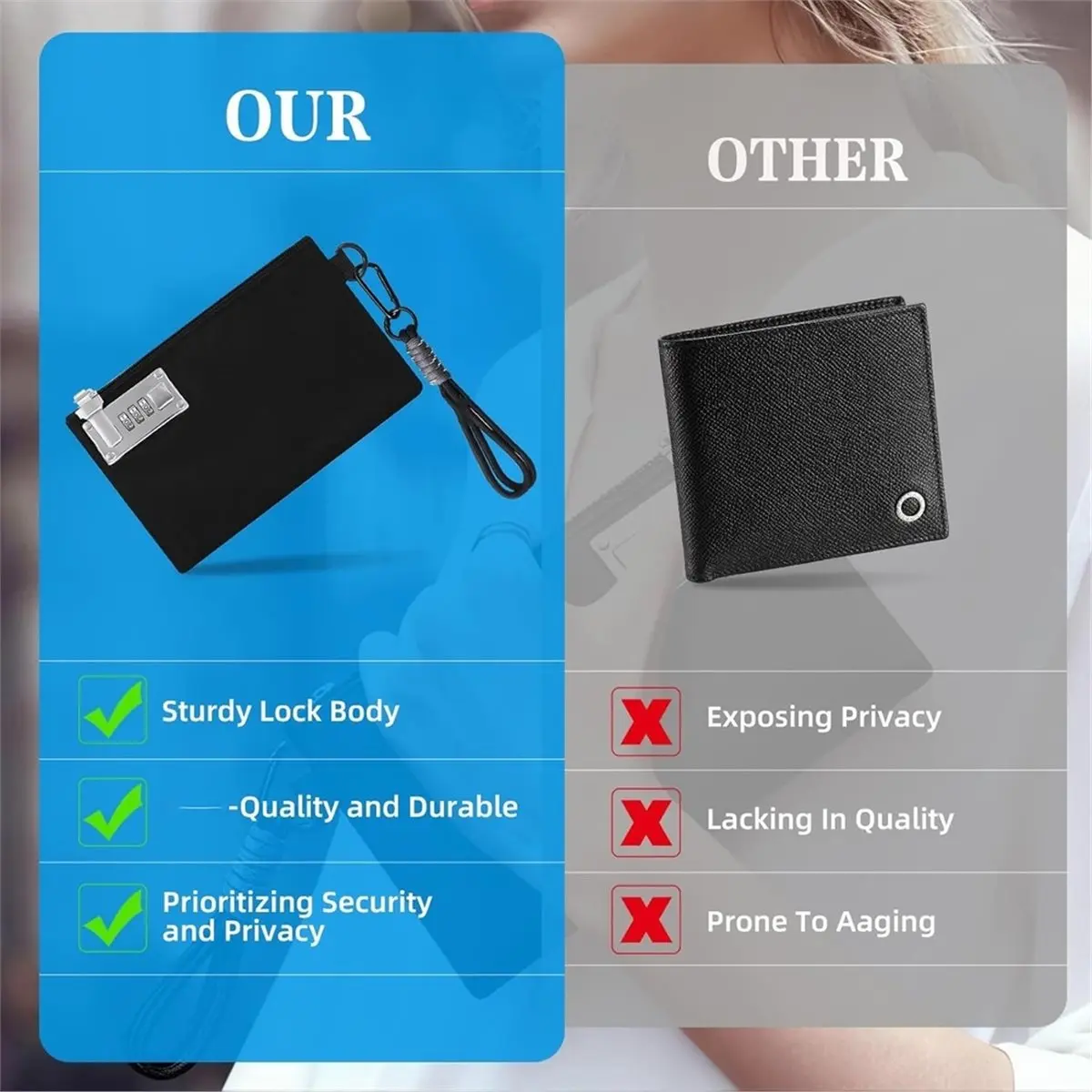Multi-use Gear Lockable Money Bag Locking Bank Bag Coin Purse for Cash Passports,Credit Cards and Valuable Storage Bag