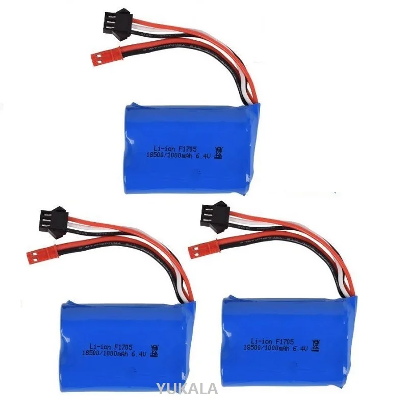 6.4v 1000mAh 15C 18500 batteria agli ioni di litio JST plug /6.4V caricatore USB per wltoys A303 A313 A323 A333 1/12 parti di camion R/C ad alta