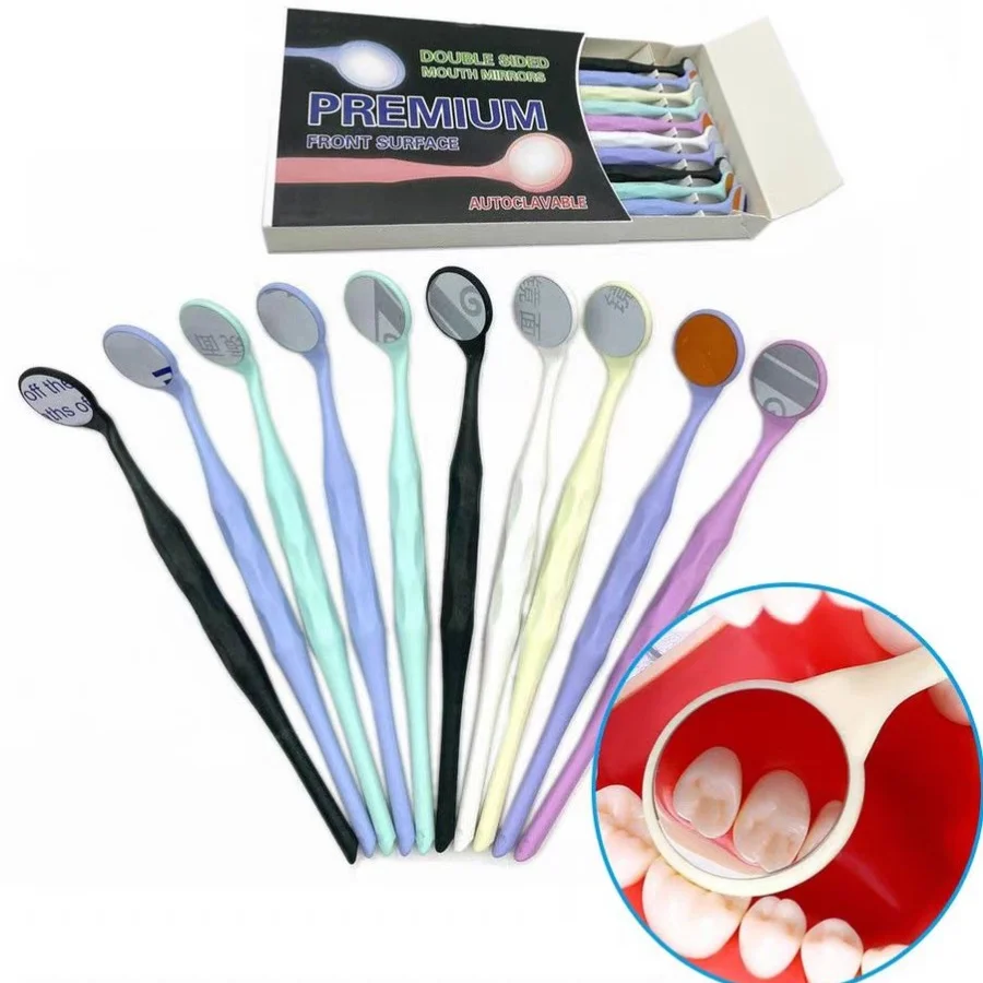 

10PCS Dentistry Single Sided Oral Mirrors Premium Front Surface Autoclavable Dental Orthodontic Mouth Mirror Exam Reflector