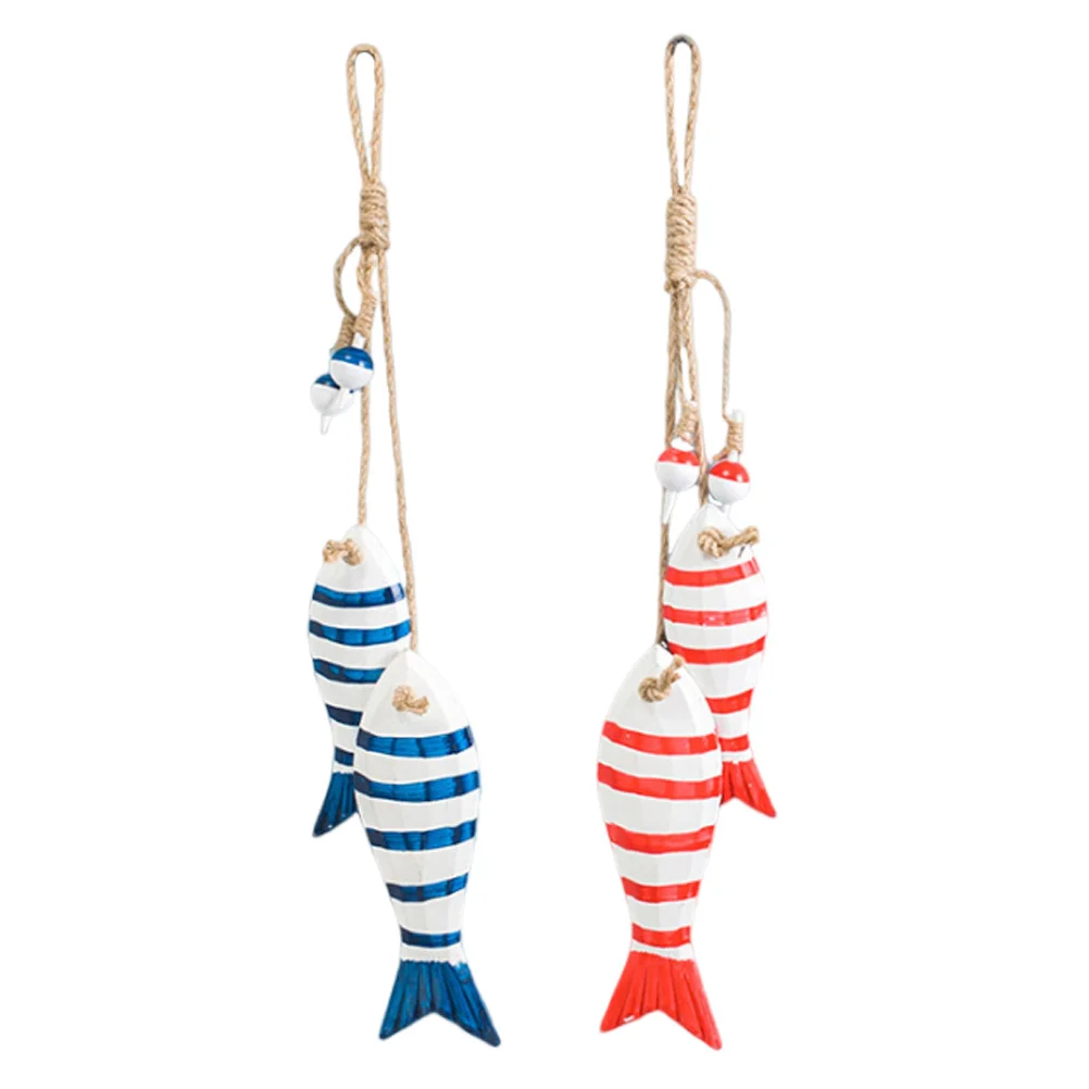 

2 Pcs Nautical Wall Hanging Ornament Nursery Decor Ocean Room Decorations for Home Fish Shaped Pendant