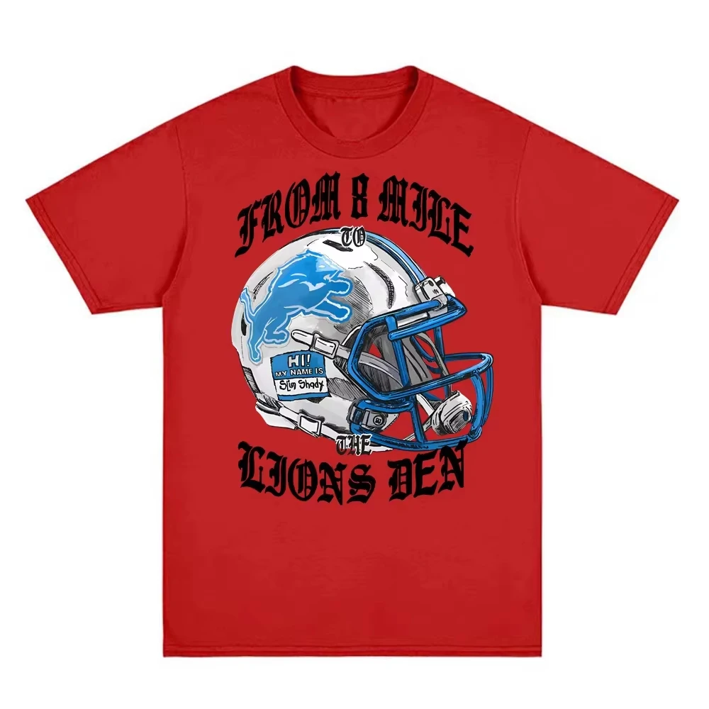 Eminem & Lions Helmets graphic 100%cotton unisex shirt 2026 Summer New O-neck Men's Y2k hip hop Short Sleeve Tshirt fan gift