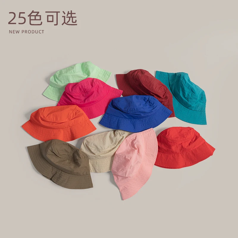 Ins Solid Color Casual Bucket Hats for Men and Women with Summer Thin Quick-drying Sun Protection Versatile Drawstring Basin Cap