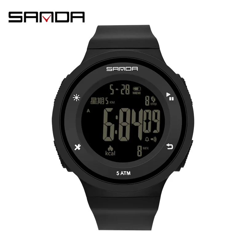 SANDA 2142 Electronic Watch Men Creative Simple Outdoors Watches Luminous Date Chronograph Digital Silicone Male Wristwatches
