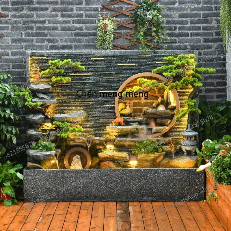 M02 Water curtain wall living room rockery fountain landscape courtyard lucky feng shui wheel floor ornament