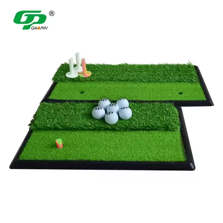 

Portable Dual Turf Golf Practice Mat with Rubber Tee Hole for Home Use Office & Garden Swing & Hitting Training Aids