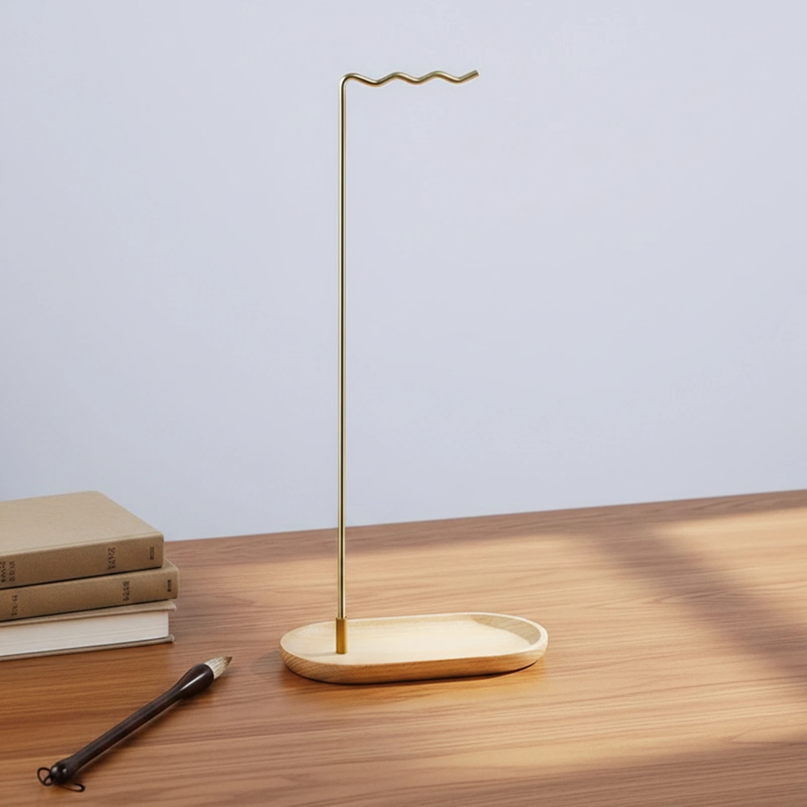 Brush Hanger Stand Minimalist Brush Hanger with Wood Base Rack Upright Decorative for Calligraphers, Desk, Studio