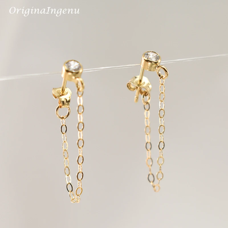 Gold Filled Chain Earrings Gold Wrap Earrings Handmade Korean Jewelry  Brincos Minimalism Pendientes Earrings for Women
