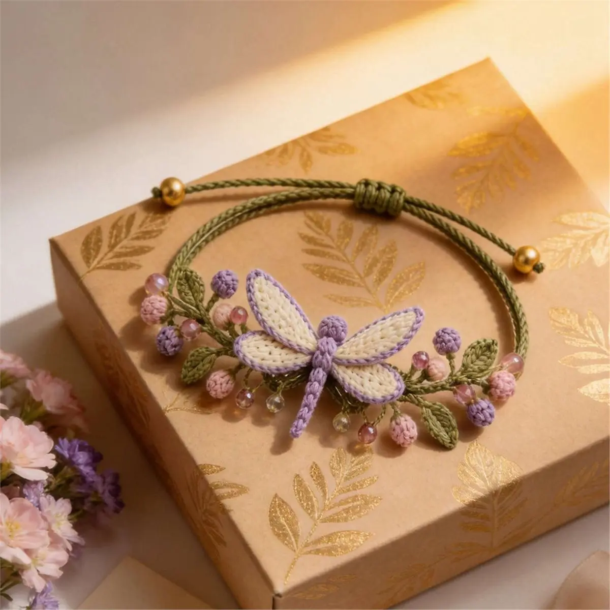 DIY Nature Inspired Crochet Bracelet Kit, 3D Animals & Plants, Handcrafted Boho Wrist Jewelry for Adults