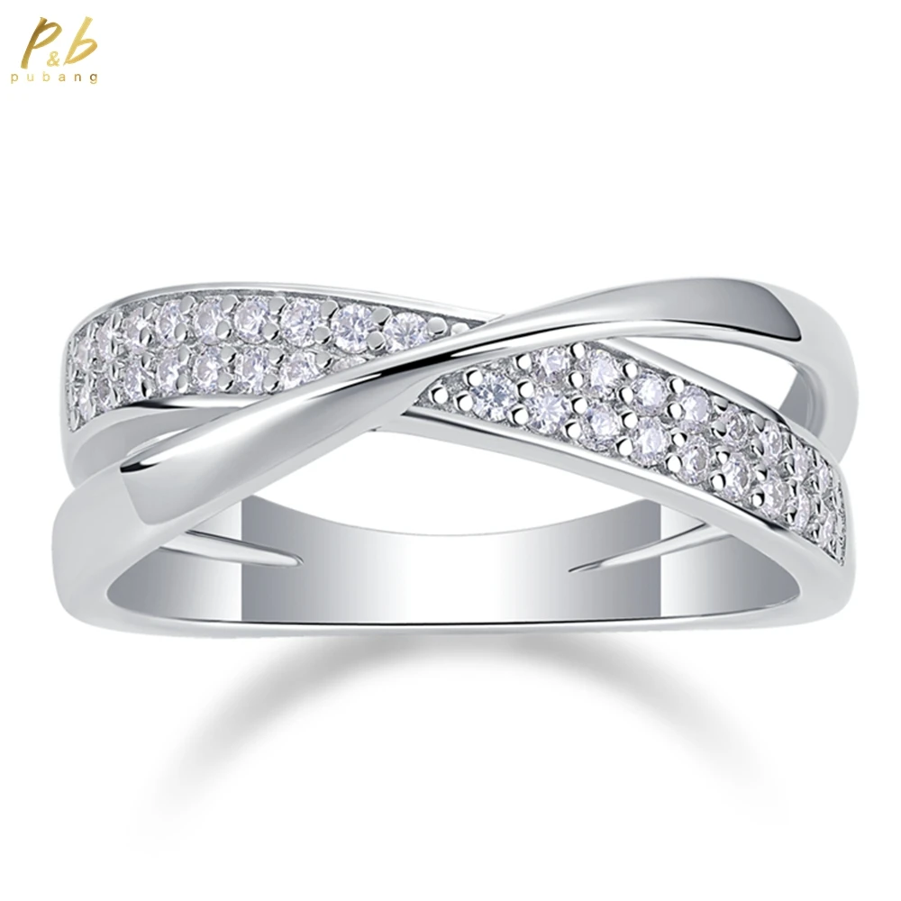 

PuBang Fine Jewelry Elegant 925 Sterling Silver 3EX VVS1 D Color Real Moissanite Diamond Gems Row Rings Wedding Band Wholesale