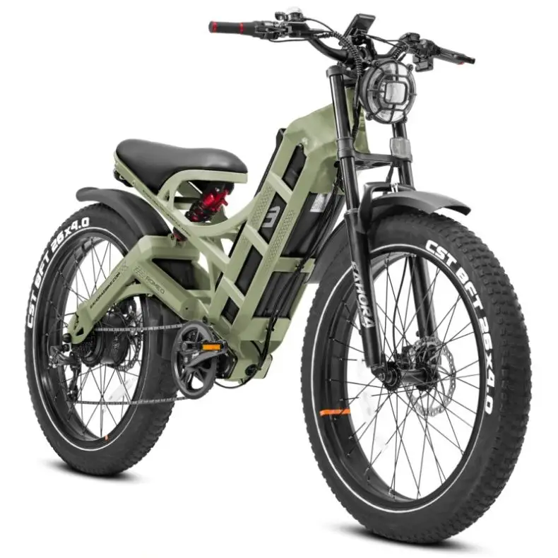STLF CLRAK Eahora Romeo Pro 1200w 48v 60ah package with a second battery and a basket at the back of the bike
