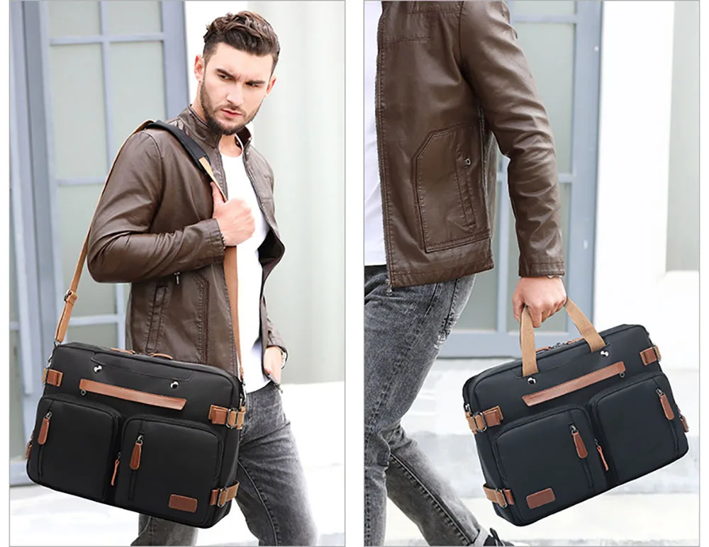 3-in-1 Convertible Laptop Backpack 15.6 17.3 Inch Waterproof Oxford Business Briefcase Shoulder Messenger Notebook Carry Bag