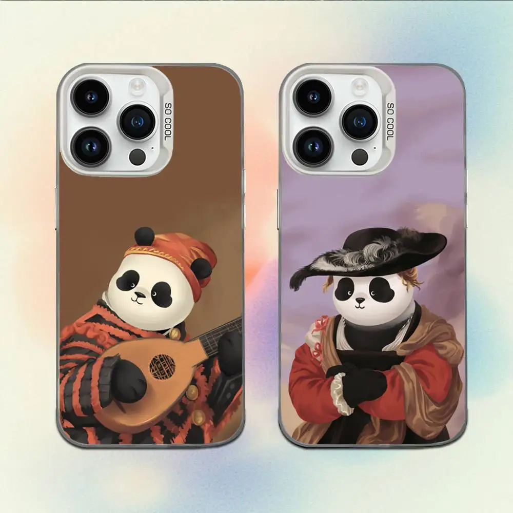 

Fun Panda Mona Lisa Art Phone Case For iPhone 16,15,14,13,12,11,Mini,Pro,E,MAX White Candy Matte Shockproof Cover