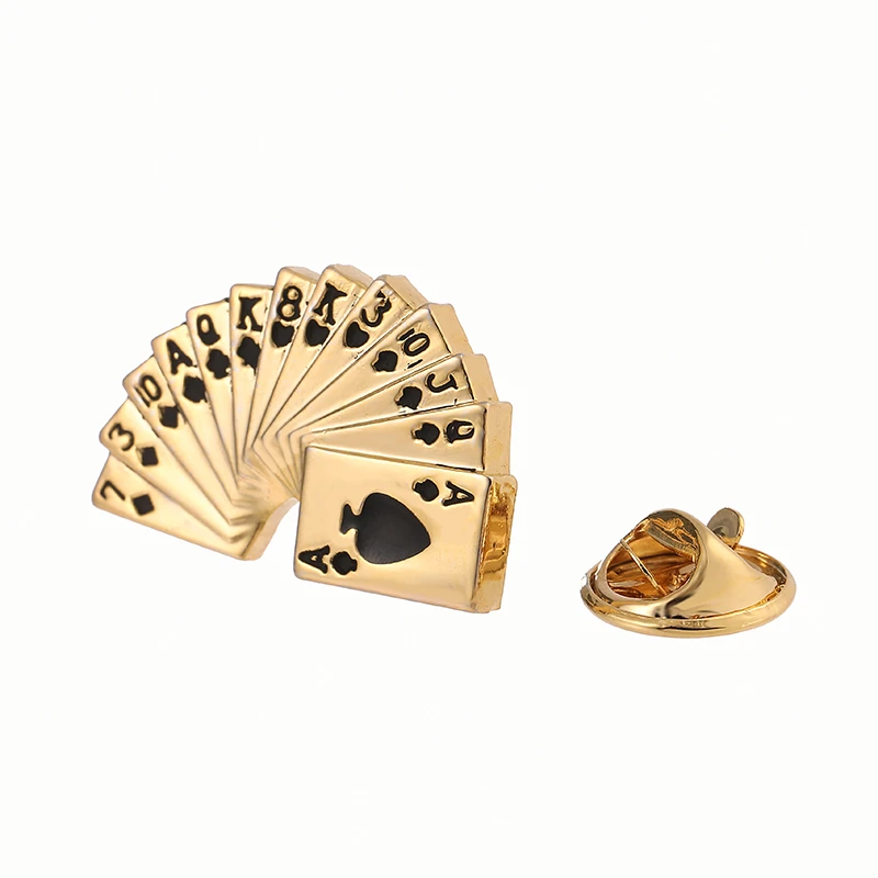 High quality pistol bullet dice playing card brooch fashionable men\'s lapel badge clip, factory direct wholesale