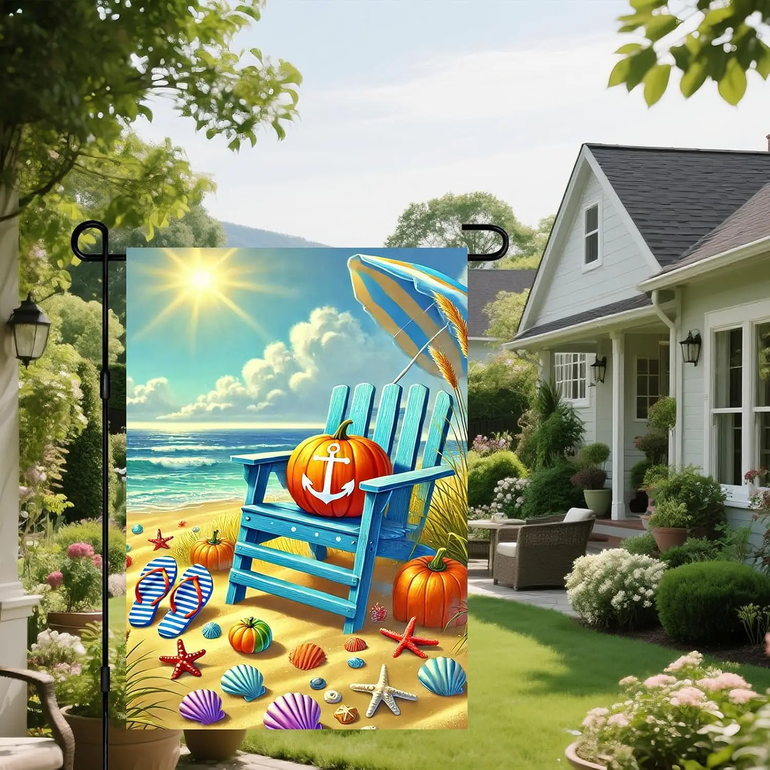 IVN Summer Garden Flag 12 x 18 Inch Double Sided Seaside chair Small Yard Flags Welcome Sea Beach Seasonal Flags for Outside WWP
