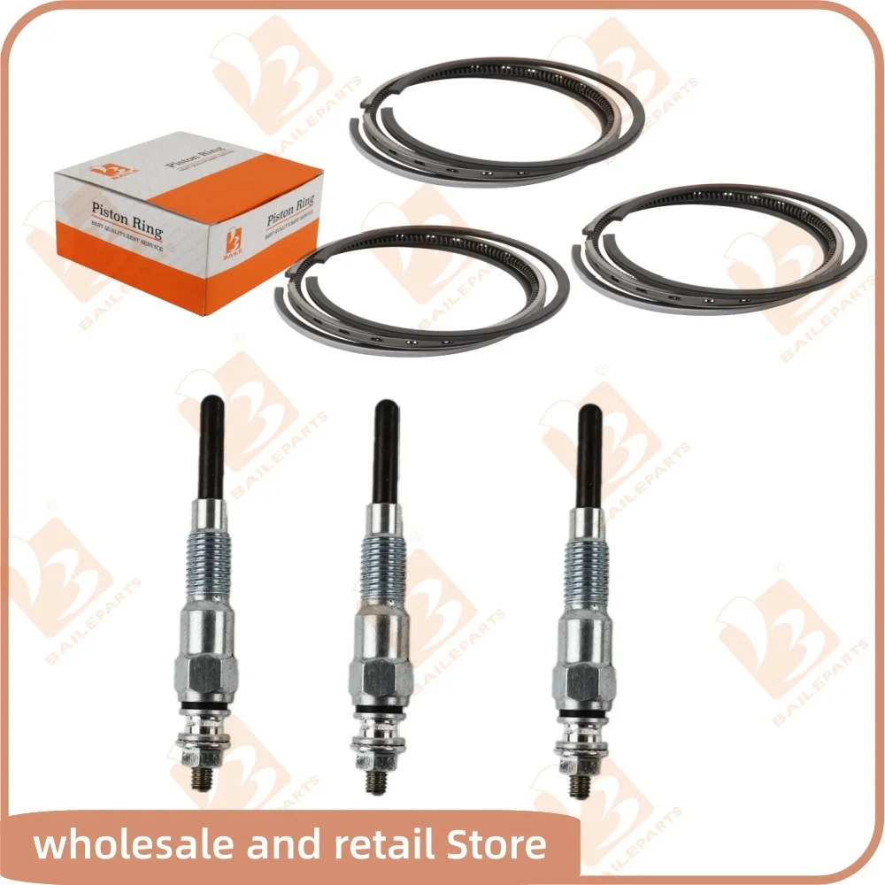 

3PCS 3TNV76 Glow Plug For Yanmar Lgnition System Engine Preheat Plug 3 Cylinders Piston Ring 76*1.5HK+1.5+3 Excavator Parts