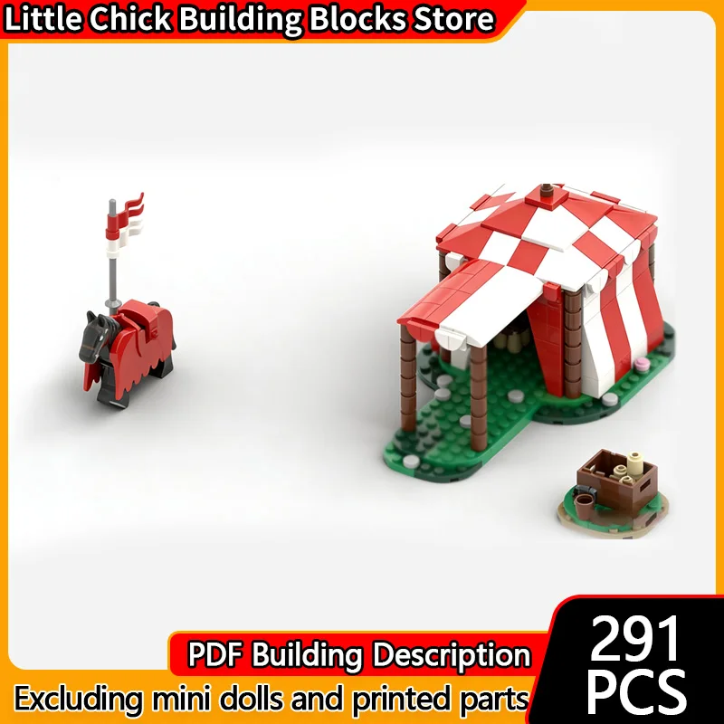 Modelo Medieval Street View, bloques de construcción MOC, tienda de campaña de caballero, tecnología Modular, regalos, vacaciones, montar, juguetes para niños, traje