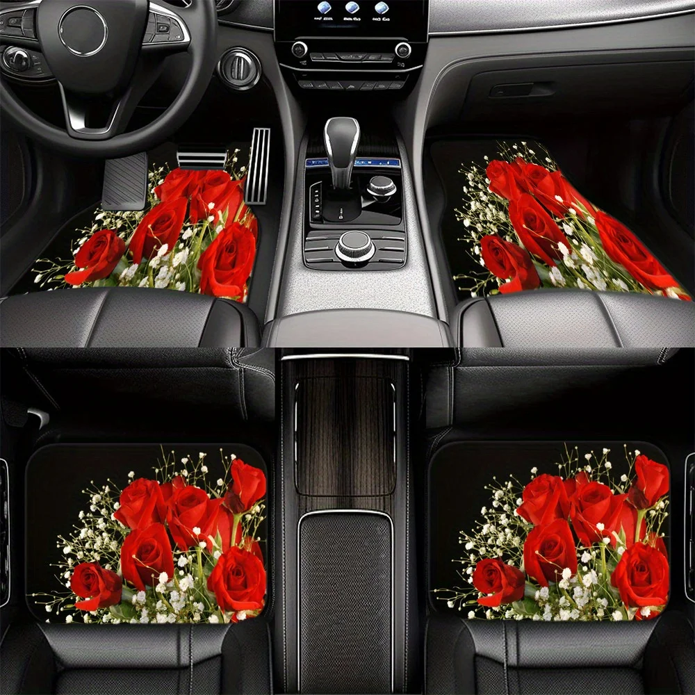 1 قطعة/2 قطعة/4 قطعة باقة من الورود نمط سيارة الكلمة حصيرة ، العالمي سيارة الجبهة والخلفية مقعد حصيرة سماكة آلة قابل للغسل الطابق Ma #3