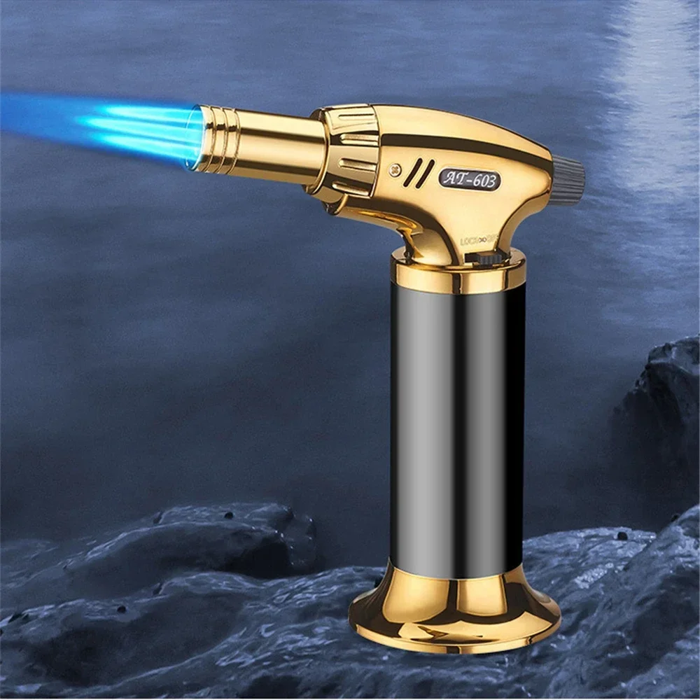 Big Firepower Jet Flame Lighter Three Fire Butane Gas Lighter Outdoor BBQ Kitchen Cooking Welding Torch Flame Gun Cigarette Tool