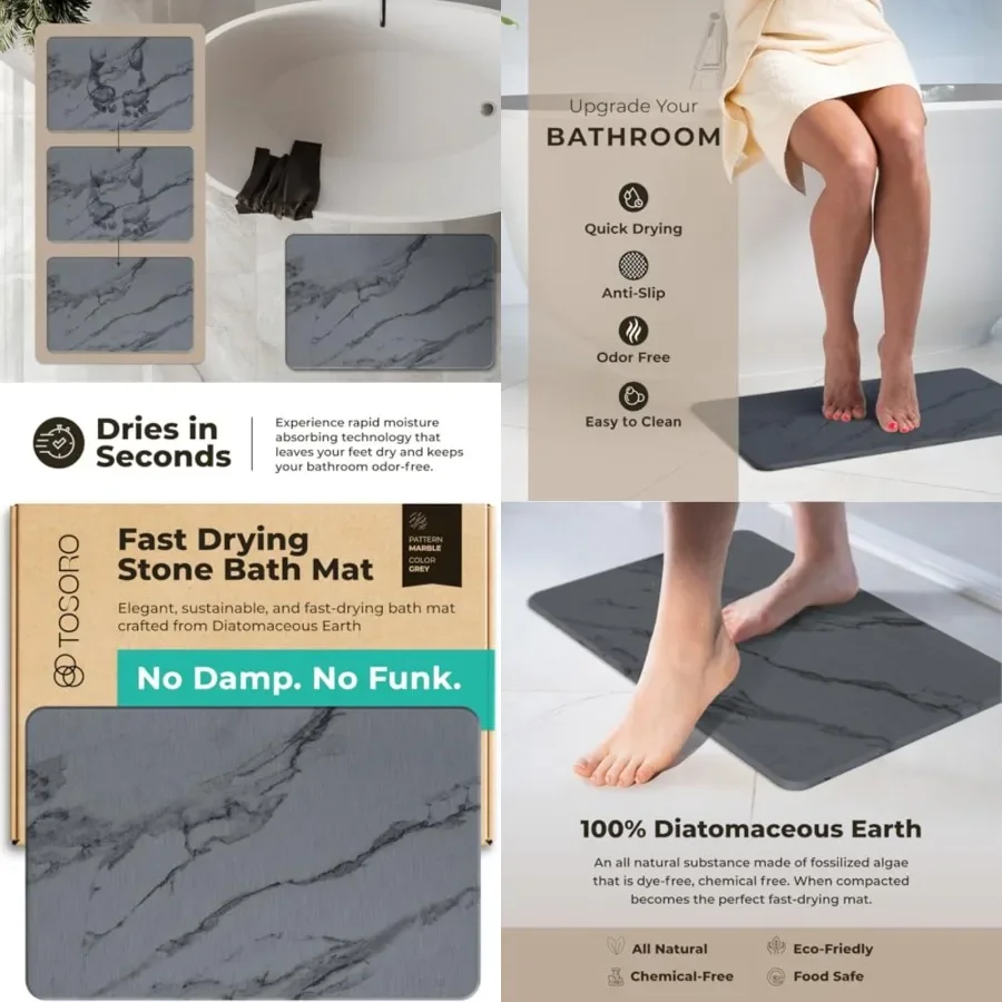 

Stone Bath Mat Diatomaceous Earth Shower Mat Non-Slip Super Absorbent Diatomite Stone Bath Mats for Bathroom Floor Quick Drying