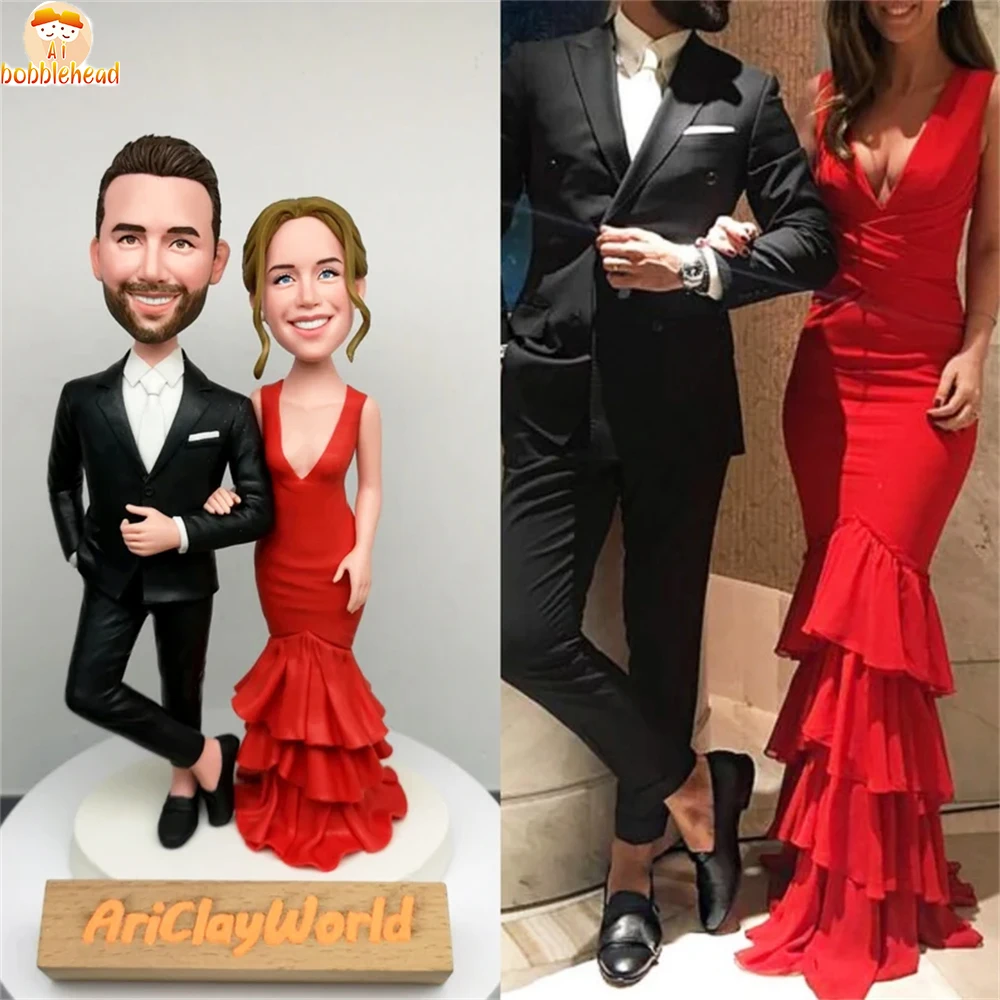 

Custom Couple Staue, Handmade Wedding Bobble Head, Couple Gift Who Have Everything,Personalized Happy Couple Bobblehead