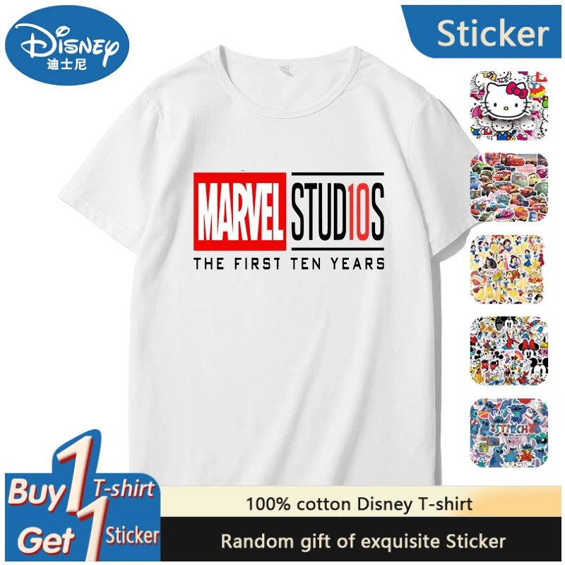 

Disney's Popular IP Avengers Q Version Character Iron Man Short-sleeved Pure Cotton Men and Women The Same Style Tee