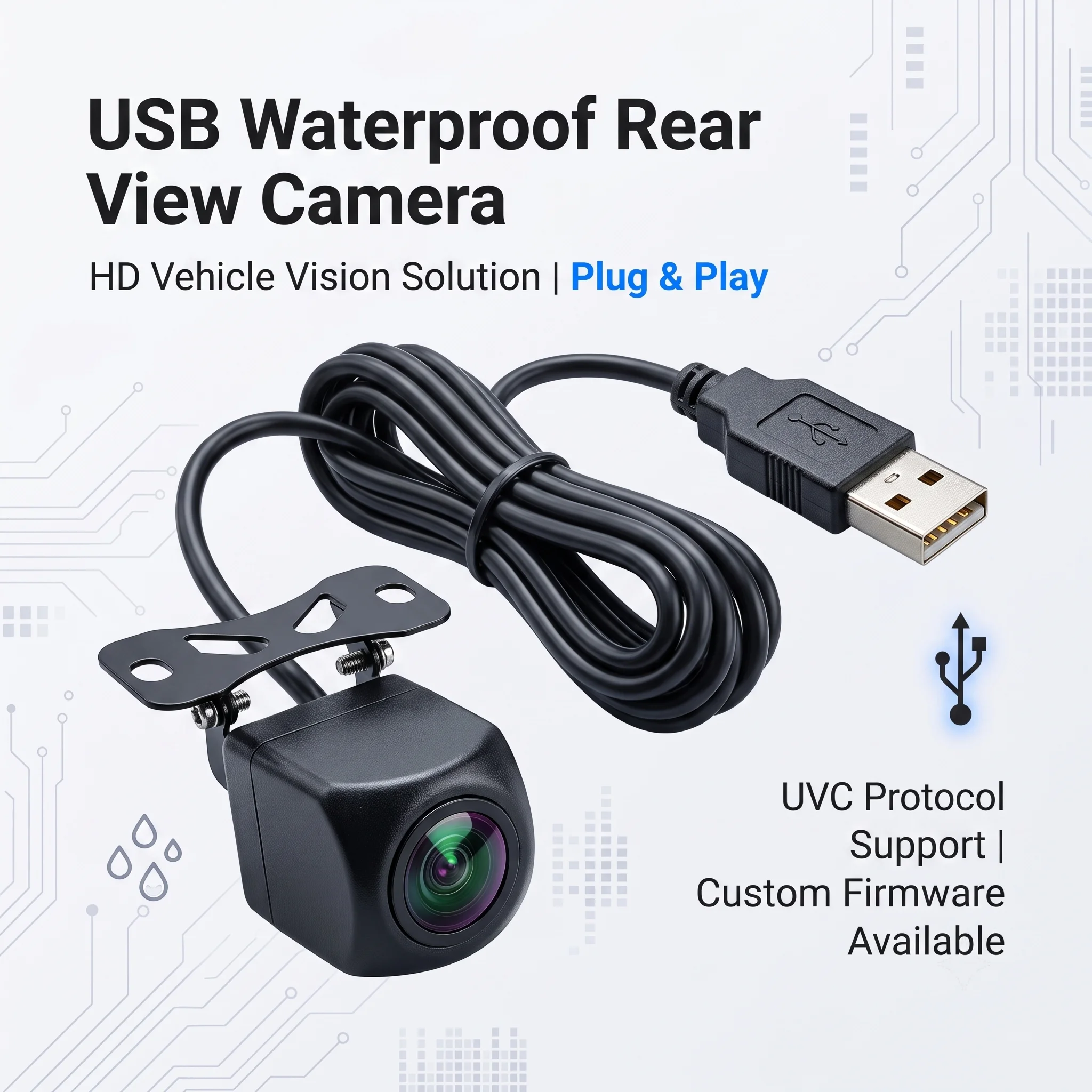 Vandal-Proof Wide View Angle UVC Plug Play Webcam Waterproof Underwater Front Rear Car USB Camera For Windows Linux Android Mac