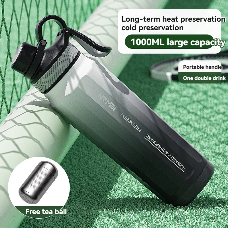 

1000ML Double Wall Stainless Steel Thermos Bottle Portable Leak-proof Water Bottles with Straw Lid Vacuum Flask Bottle