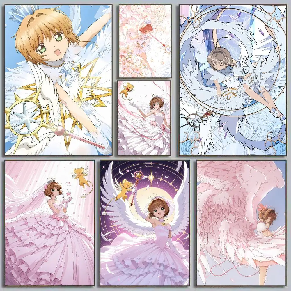 Anmie C-Cardcaptor Sakura Poster Minimalist Art Print Waterproof Poster for Home Office Bedroom Decor Aesthetic Gift