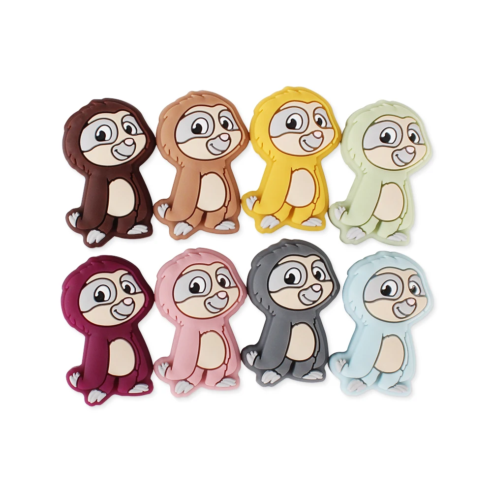 5/10Pcs Silicone Beads Cute Sloth Focal Beads for Jewelry Making Beaded Pen Necklaces Bracelets DIY KeyChain Decoration Beads