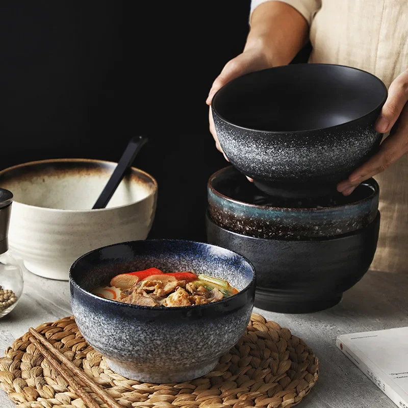 Japanese Large Conical Ceramic Noodle Bowl Household Soup Ramen Bowl Commercial Restaurant Instant Noodle Serving Tableware