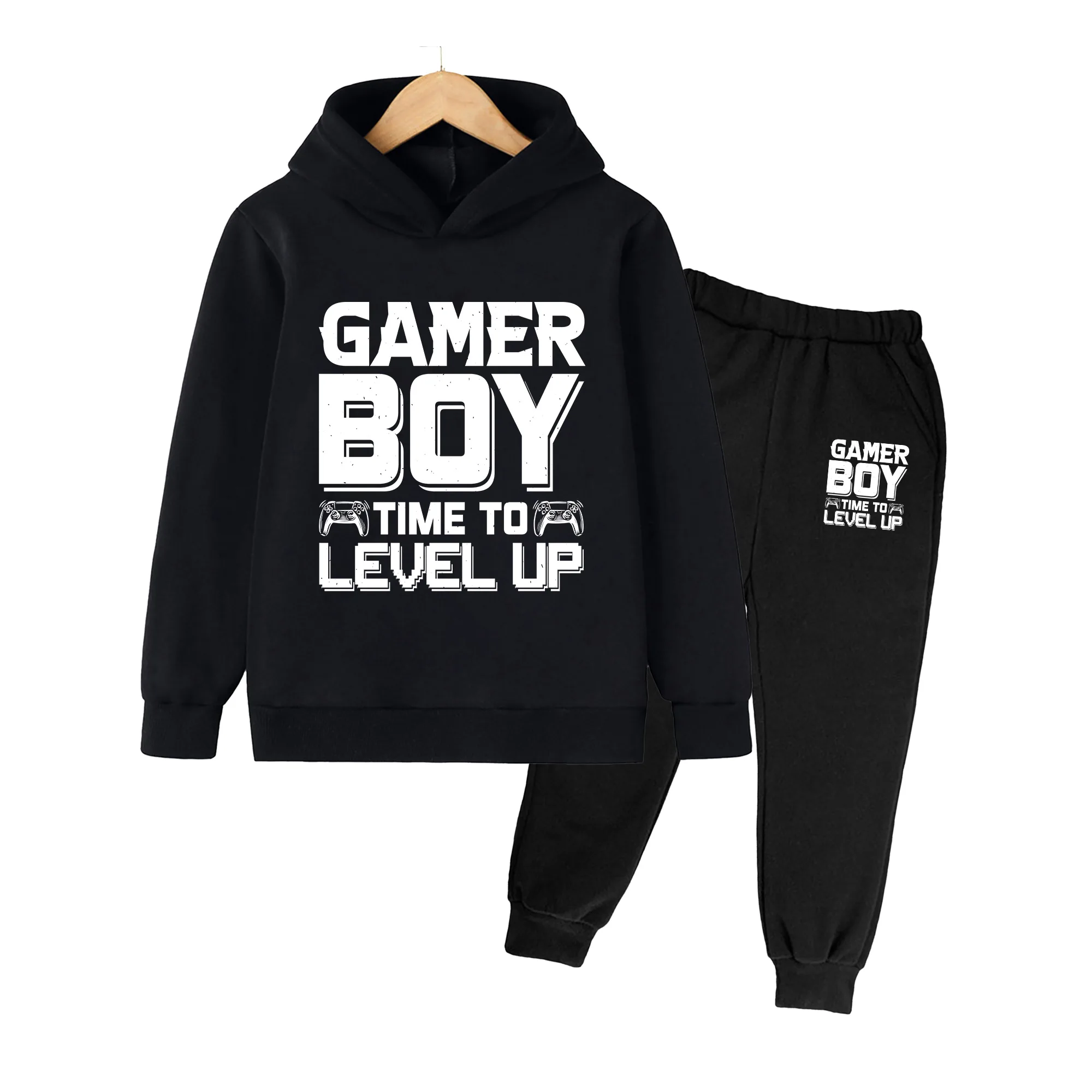 Kids Hoodie and Pants Set, Cartoon Print Long Sleeve Outfit, Casual Sportswear for Boys Girls Daily Wear