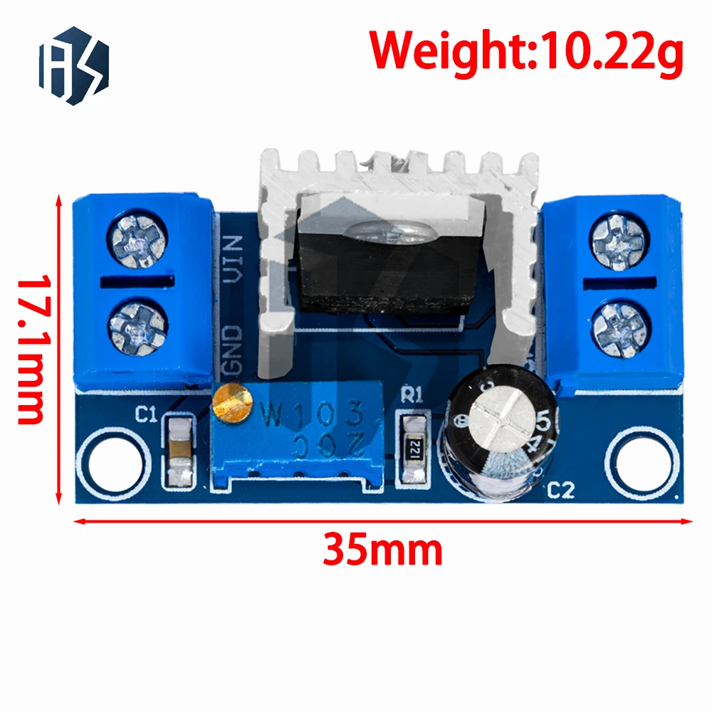LM317 Adjustable Linear Voltage Regulator Module | 4.5-40V to 1.2-37V Output with Overcurrent/Short-Circuit Protection for DIY