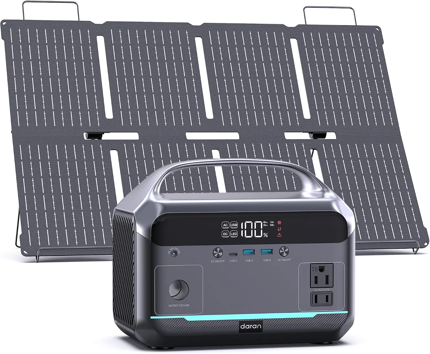 Portable Power Station 600W Solar Panel 288Wh LiFePO4 Battery Solar Generator 2h Fast Charging Compact Lightweight Outdoor Campi
