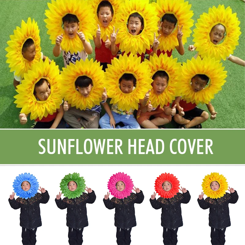 42cm Sunflower Headgear Funny Performance Props Sunflower Hat Hood For Dance Party Festival Games Kids Teens Adults Accessories