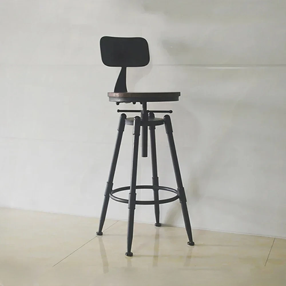 Retro Iron Bar Chair Counter Stools Rotating Lifting Adjust Seating Height 70-90cm Stool Modern Minimalist Backrest Furniture