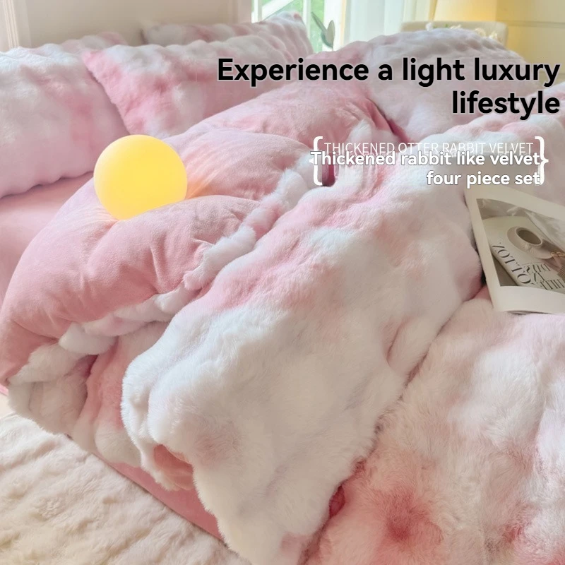 

Зимний новый стиль, утолщенный теплый двусторонний пододеяльник из искусственного кроличьего меха с высокой граммагой