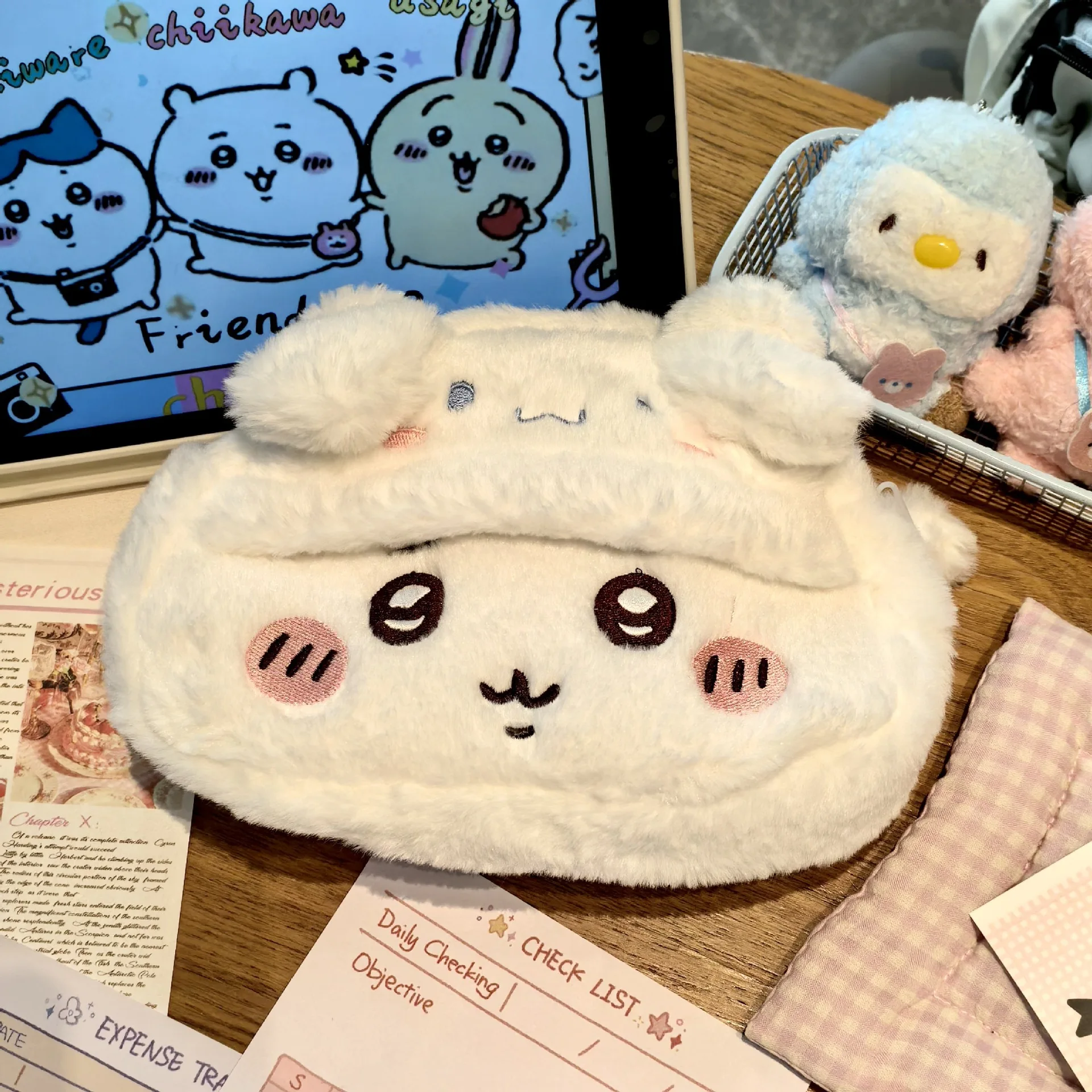 Anime Plush Pen Case Cartoon Usagi Hachiwareas Stationery Box Large Capacity Pen Case Student Stationery Birthday Girl Gifts view 4