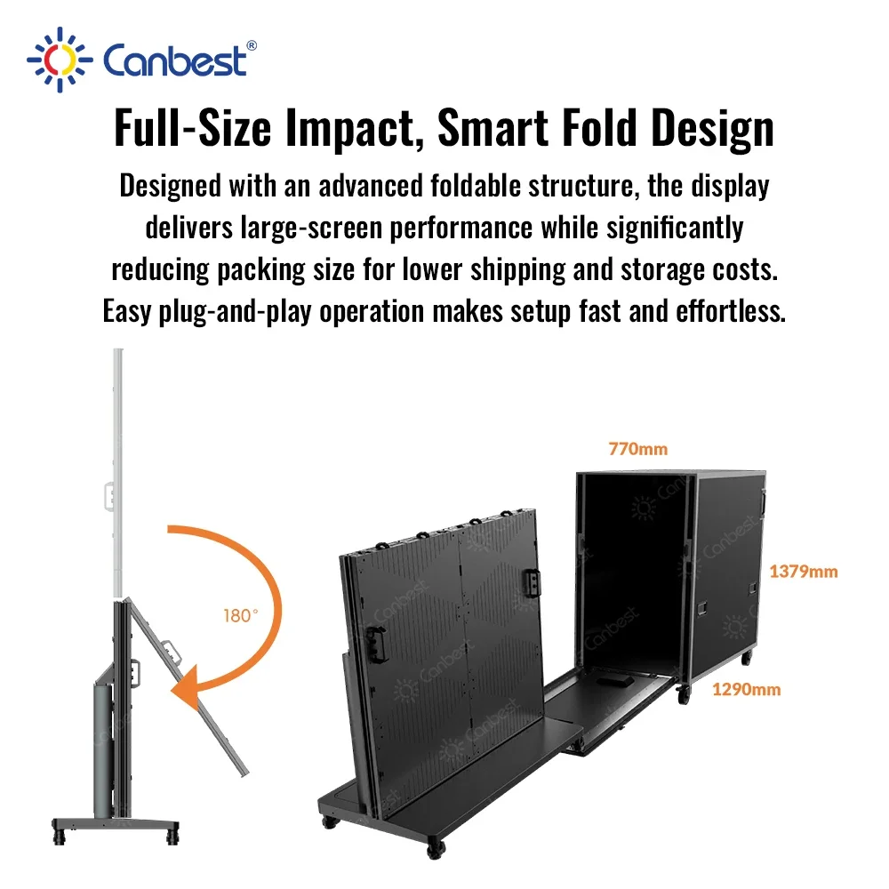 Foldable Motorized Elevation COB GOB Portable Rental LED Display Screen P1.2 P1.5 P1.8 Seamless Indoor Digital Poster for Exhibi - view 4
