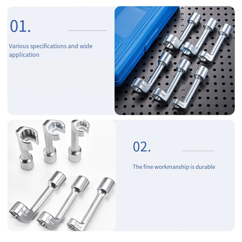 Llave para sensor de oxígeno con ranura hexagonal abierta en forma de ABVJ-L, llave de tubo de combustible, llave de tubo de aceite para automóvil