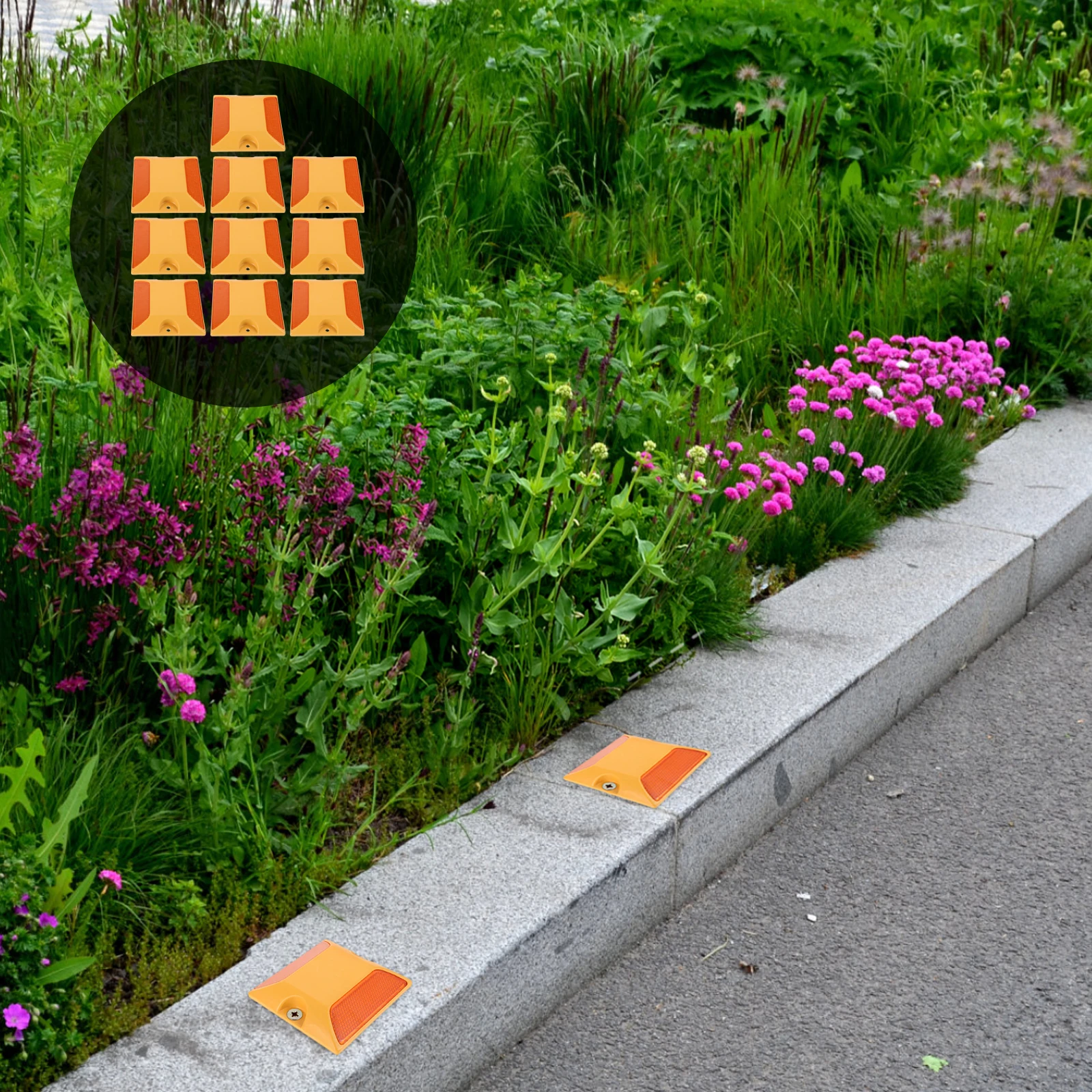

10 Pcs Reflective Traffic Facilities Road Sign Yellow Polycarbonate Highway Markers Pavement Reflectors Safety