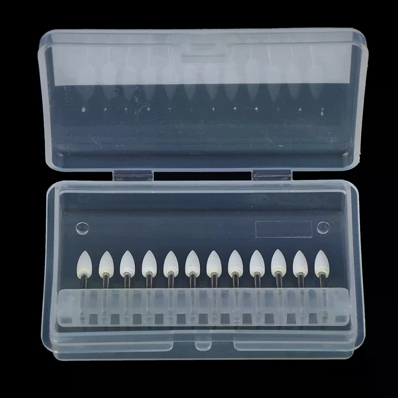 Dental White Polishing Stones Flame Cone shape burs Arkansas Stone 12pc / Set