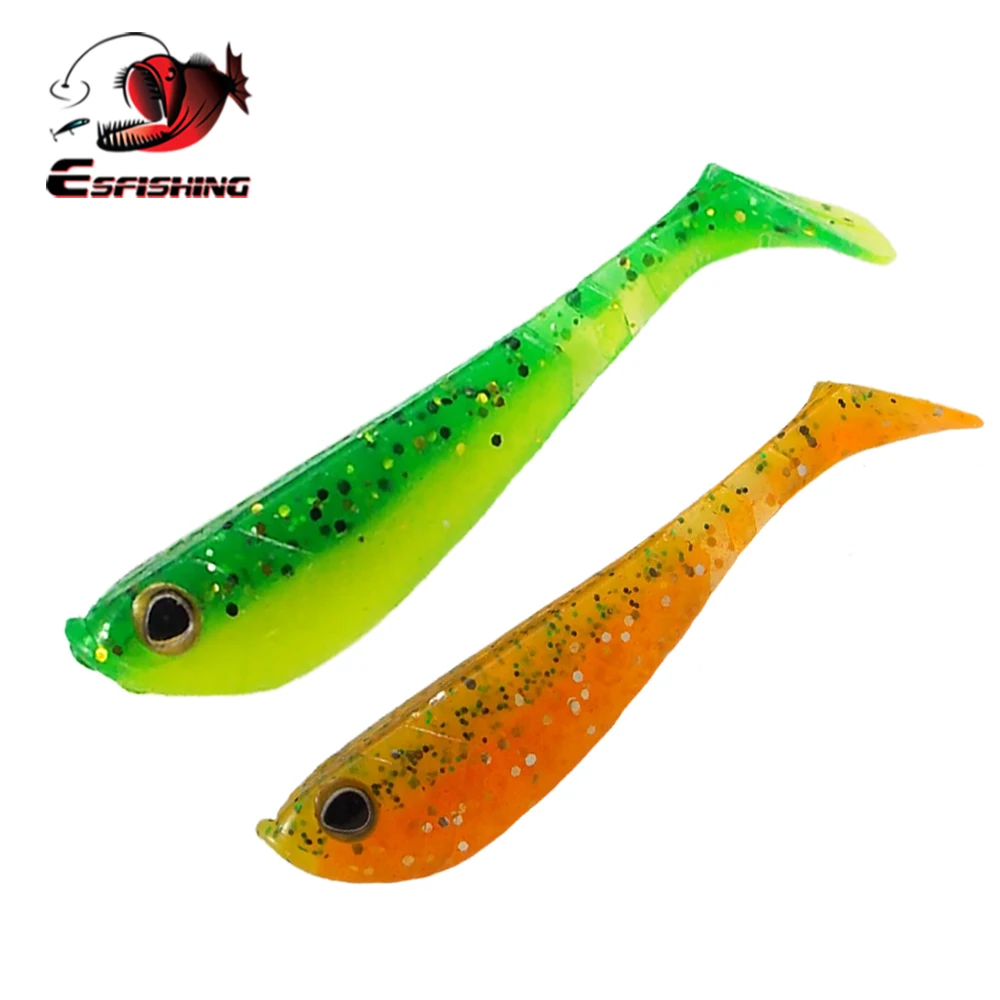 ESFISHING плавательная погружающаяся вибрационная Shad 62mm2.8g 10 шт 3D Глаза Мягкая силиконовая приманка Leurre Souple Pesca Щука приманка рыболовные снасти