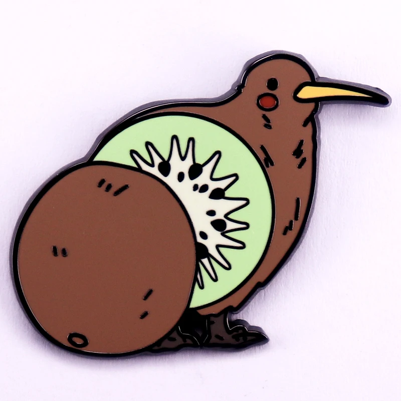 Kawaii Kiwi Bird Enamel Pin Fruit Animal Lapel Pin Cute Art Badge Backpack Hat Decoration