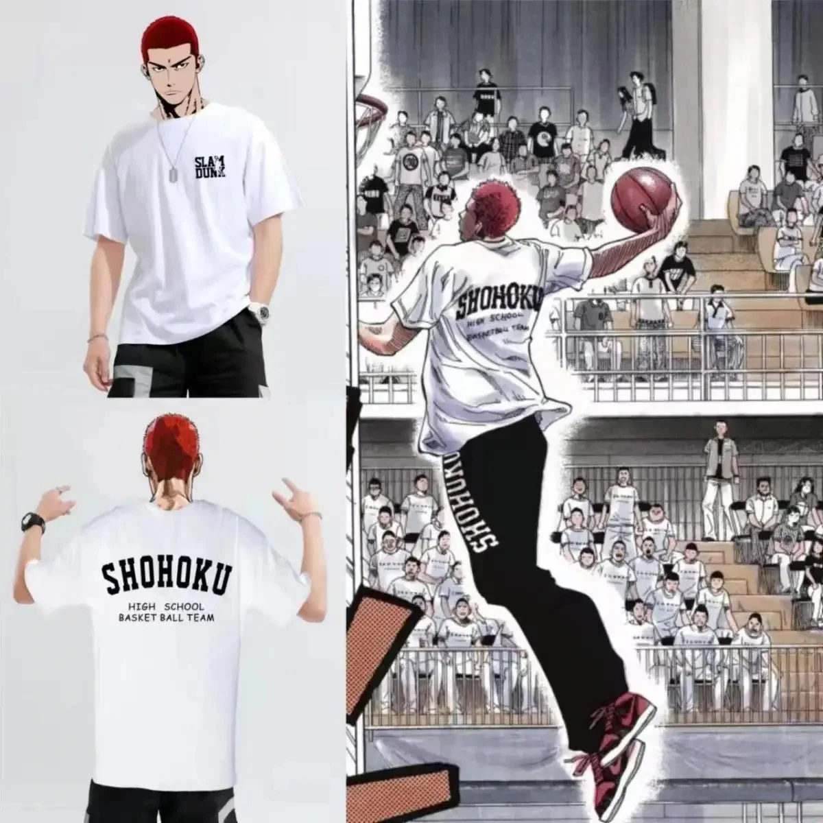 Men's Japanese Anime The First Slam Man T-Shirt Slam Dunk Shohoku Dunk Basketball Team T-shirt Sakuragi Hanamichi Print Men Tees