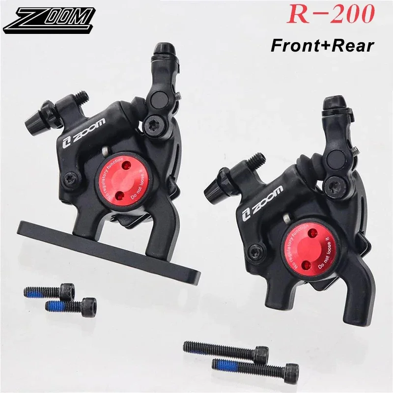 ZOOM Bicycle Hydraulic Brake R200 Road Bike Disc Brake Caliper Ultralight Double Piston PM Brakes Caliper for Shimano SRAM